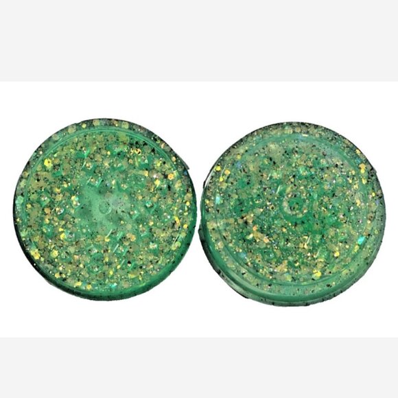 "Made By Vickie" Leaf Ashtray With Matching Tobacco Grinder Green Glitter Resin - Picture 4 of 6